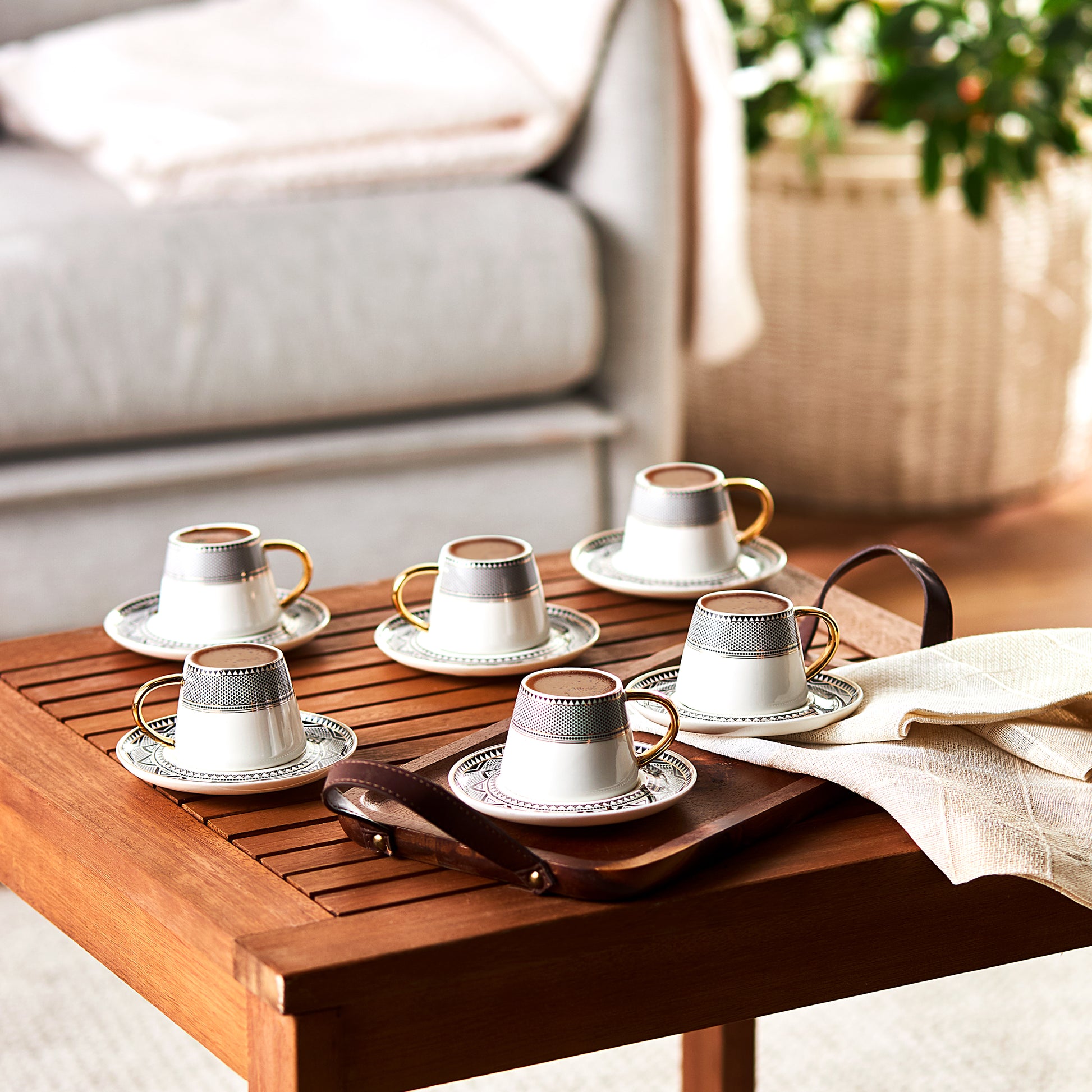 Globe, 12 Piese, Set cești de Cafea Turcească pentru 6 persoane, 80ML, Multi