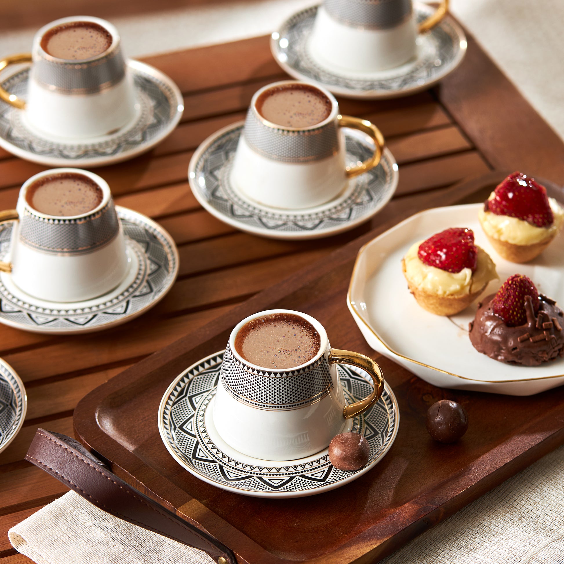 Globe, 12 Piese, Set cești de Cafea Turcească pentru 6 persoane, 80ML, Multi