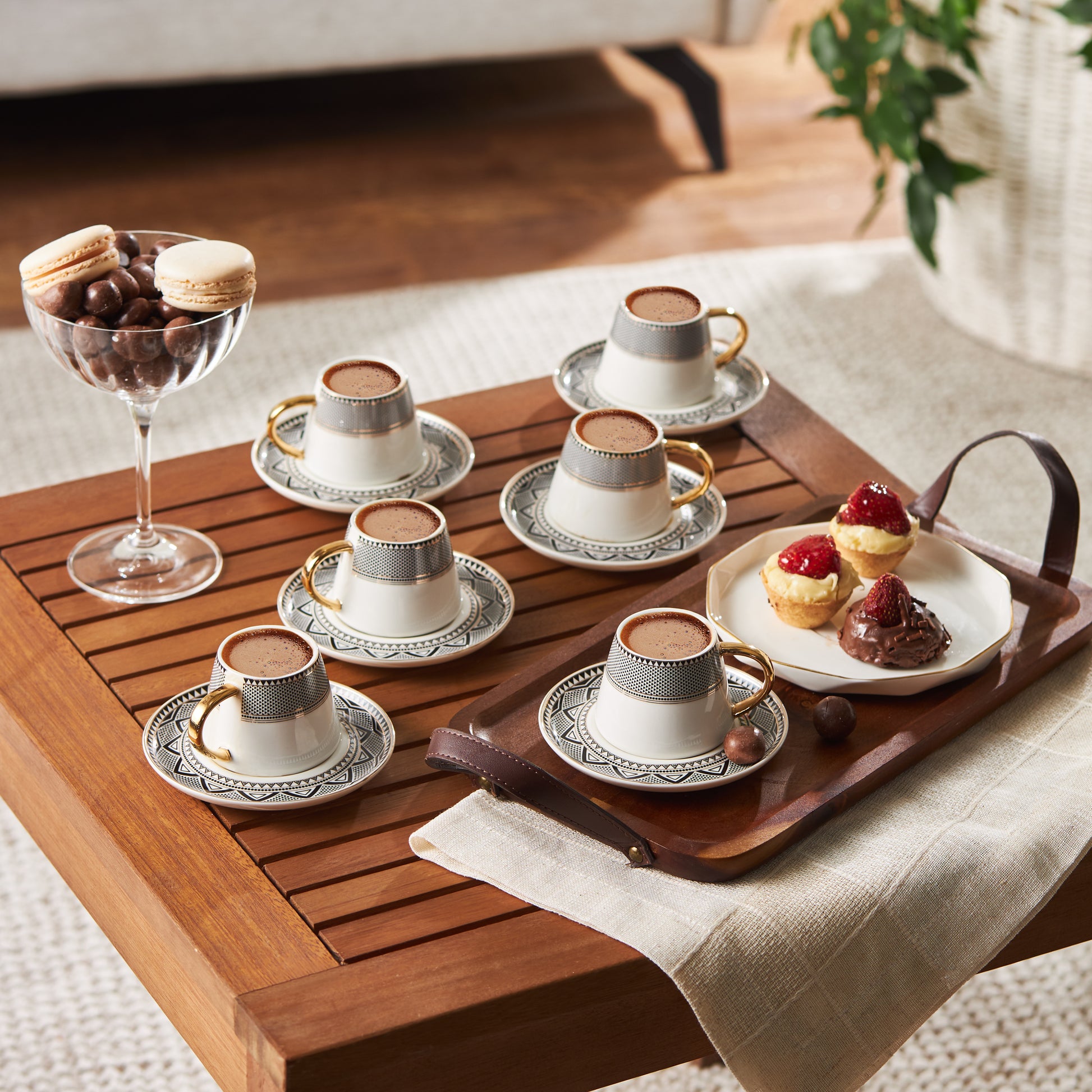 Globe, 12 Piese, Set cești de Cafea Turcească pentru 6 persoane, 80ML, Multi