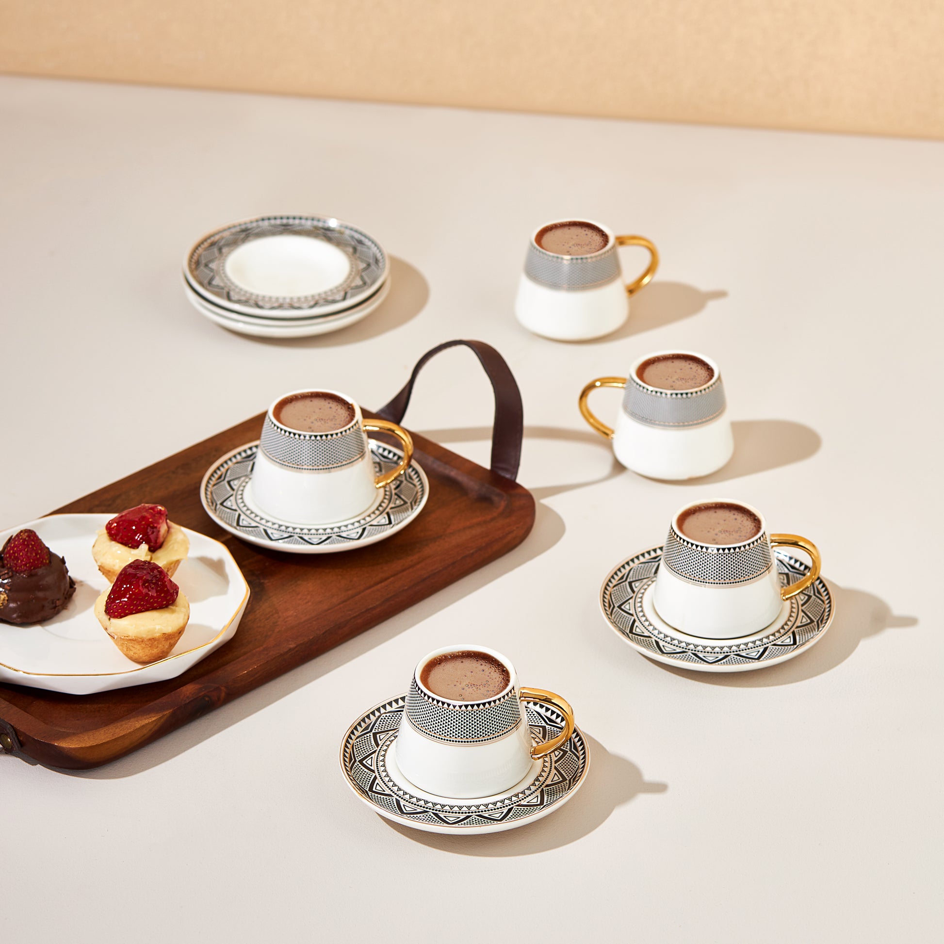 Globe, 12 Piese, Set cești de Cafea Turcească pentru 6 persoane, 80ML, Multi