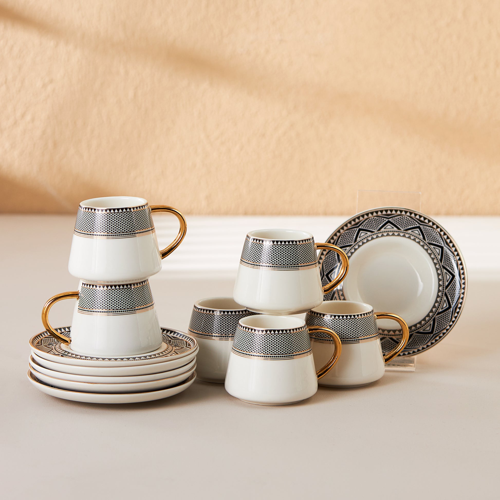 Globe, 12 Piese, Set cești de Cafea Turcească pentru 6 persoane, 80ML, Multi