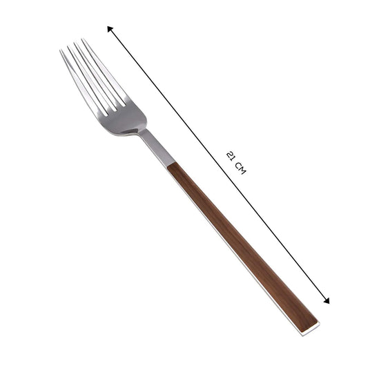 Salzburg, Stainless Steel Table Fork, Wood Silver