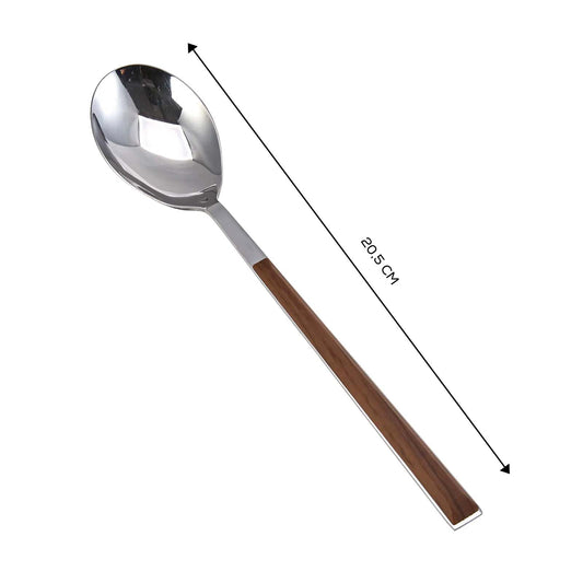 Salzburg, Stainless Steel Table Spoon, Wood Silver