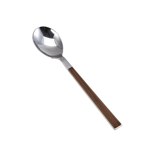 Karaca Salzburg Stainless Steel Dessert Spoon, 15.8cm, Wood Silver