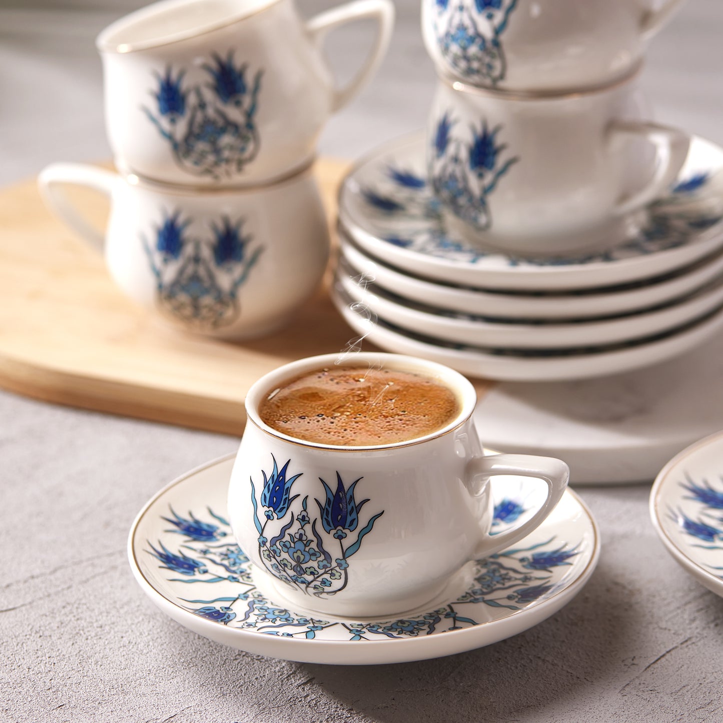 Karaca Iznik New Form 12 Piece Porcelain Coffee Cup Set for 6 People 90 ml