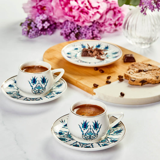 Karaca Iznik New Form 12 Piece Porcelain Coffee Cup Set for 6 People 90 ml