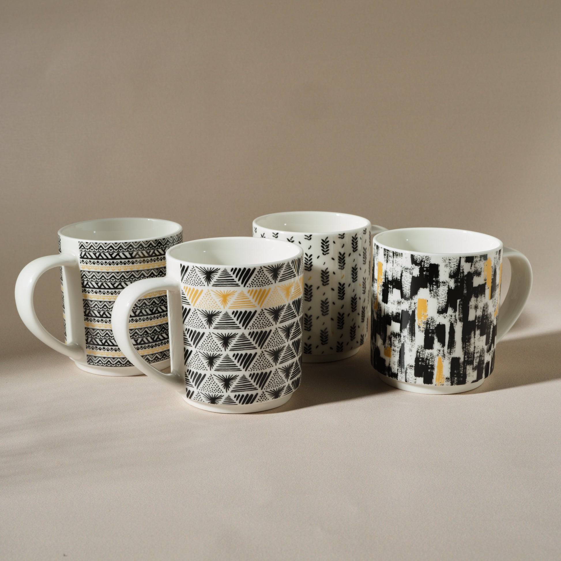 Nigrum, 4 Piece Mug Set with Stand, 320ML, Multi