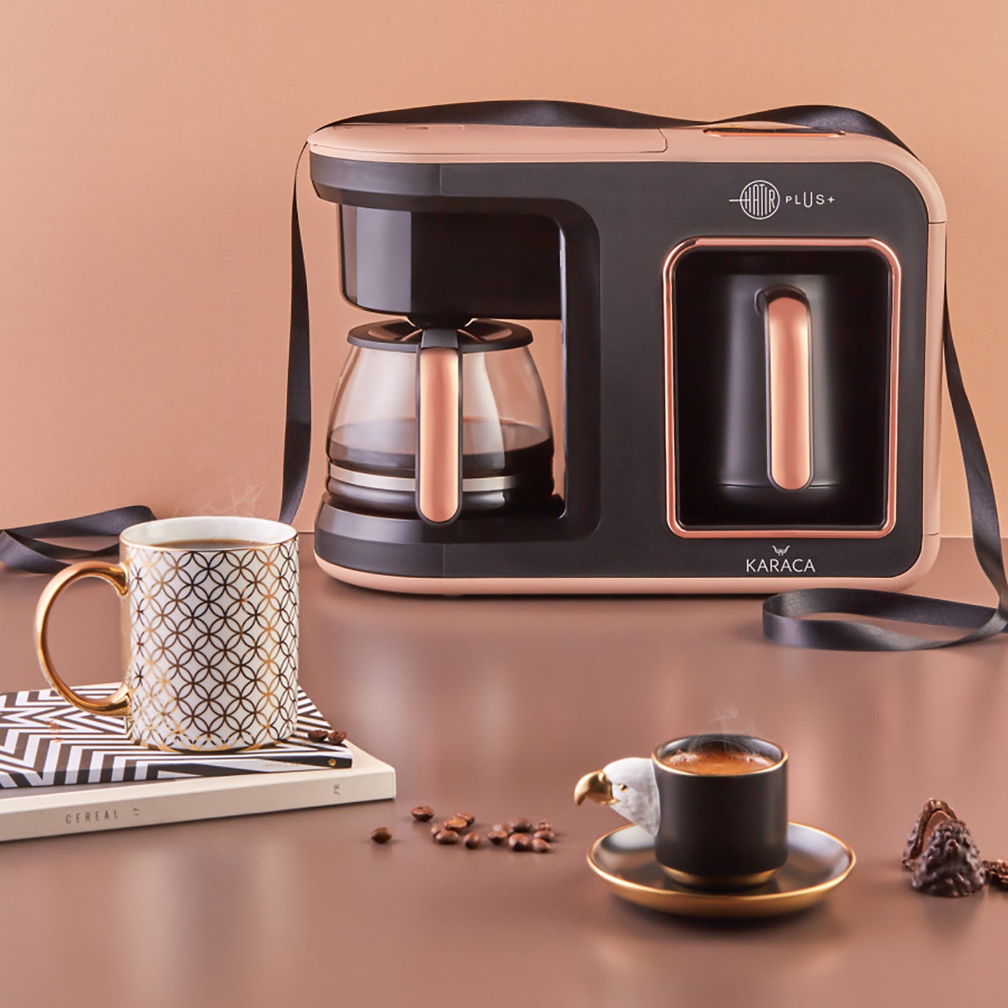 Karaca Hatır Plus 2 in 1 Coffee Maker Rosie Brown 1385W