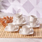 Nazende, 12 Piece Porcelain Espresso Turkish Coffee Cup Set for 6 People, 80ML, White Platinum