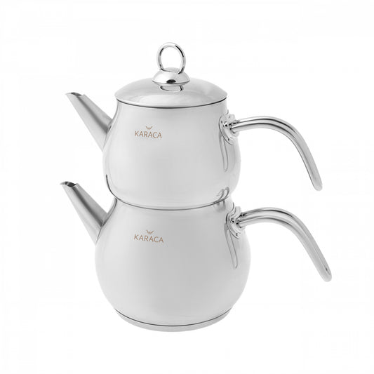 Karaca Stainless Steel Teapot Set, Midi, Silver