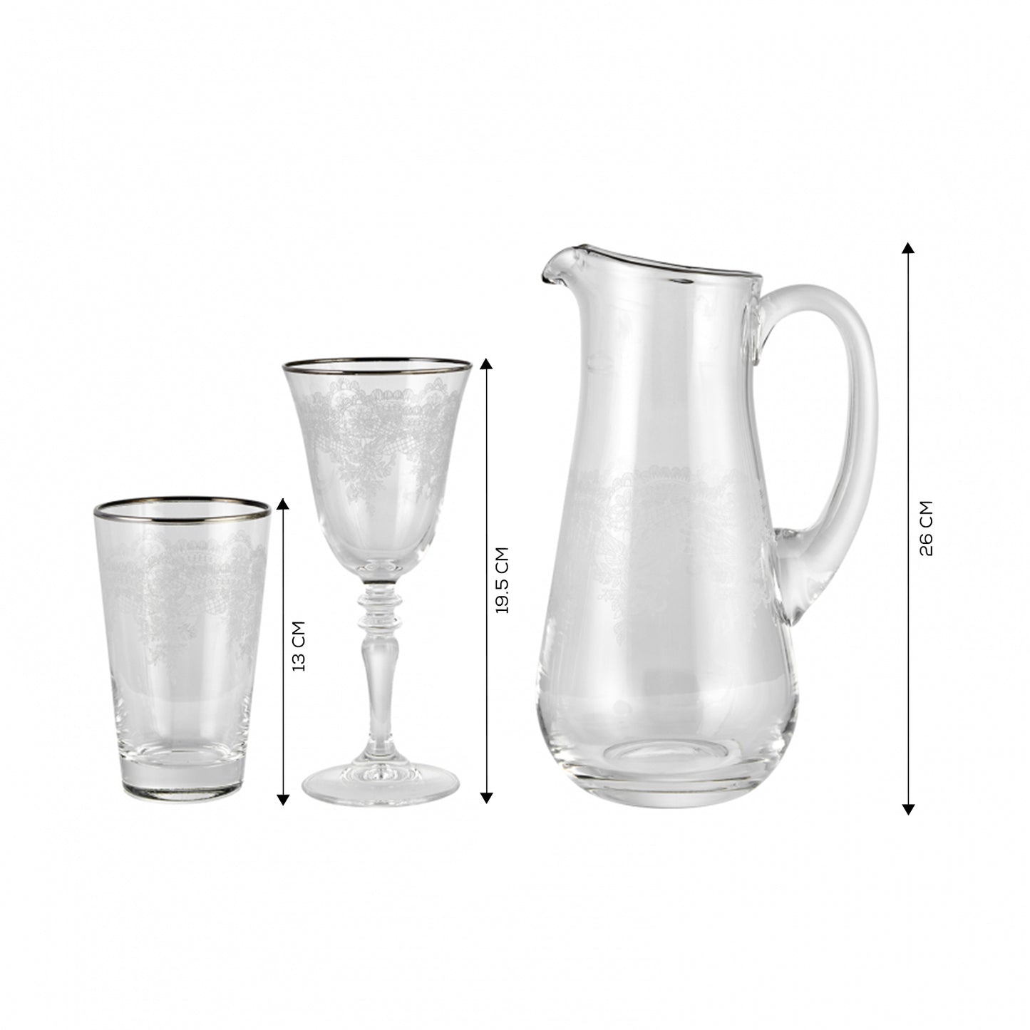 Karaca Elegant Lace Platin Set de sticlă, 25 de piese