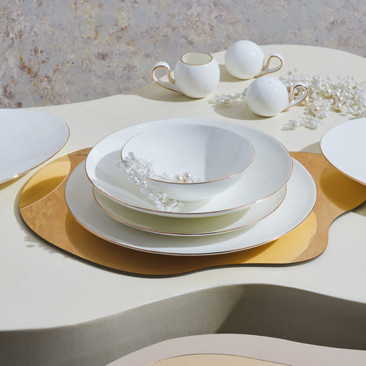 Karaca Fine Pearl Chanak Gold 62 Pieces Dinnerware Set for 12