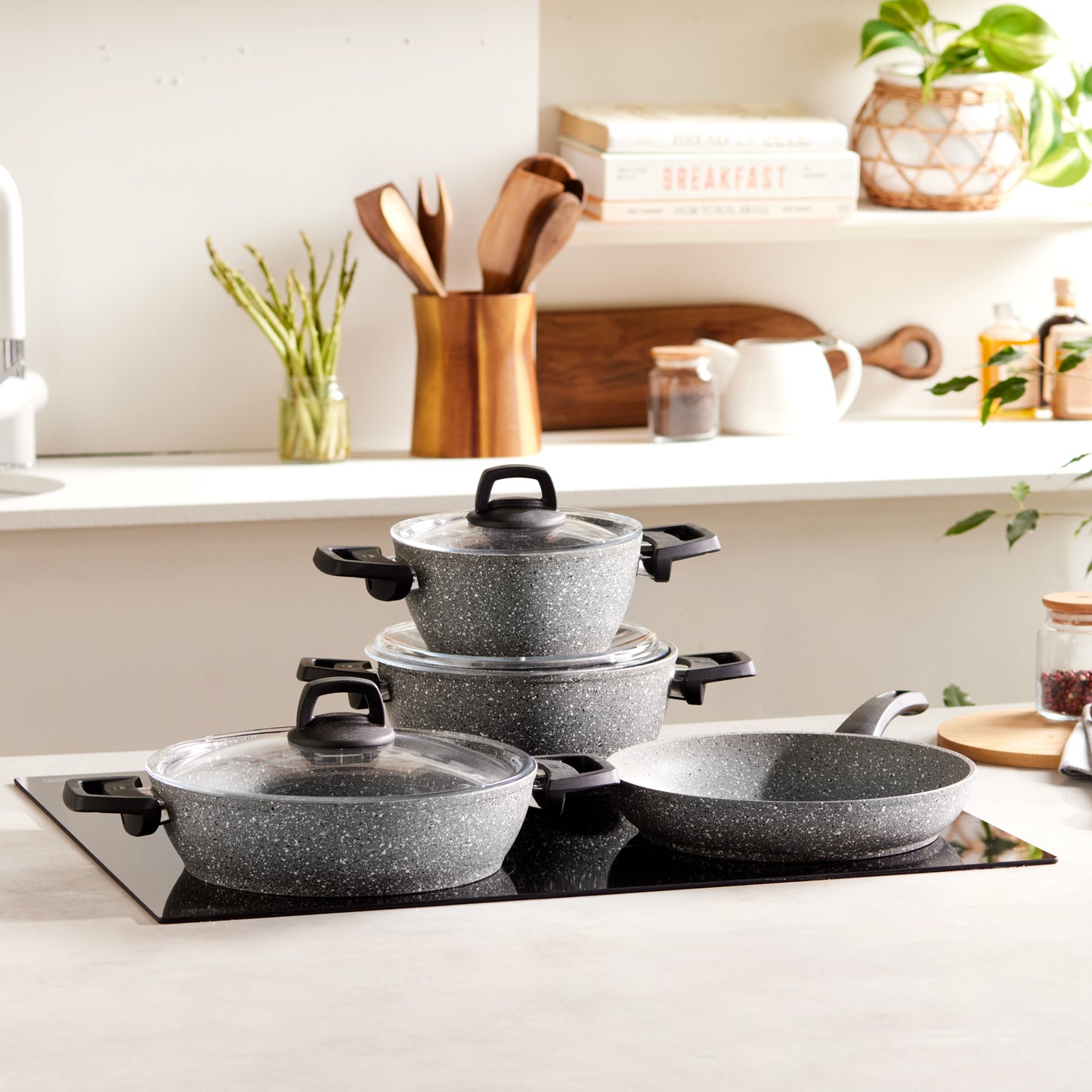 Karaca Gris Set de vase de gătit Bio Granit 7 piese