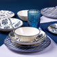 Karaca Porcelain Dinnerware Set for 6, 24 Piece, Blue White