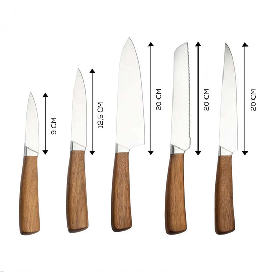 Karaca Swan Knife Set with Block, 6 Piece, White