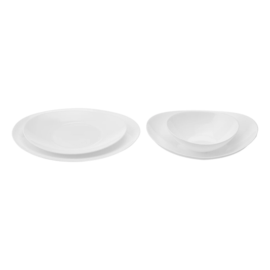 White Pure, 24 Piece Glass Dinner Set for 6 People, White