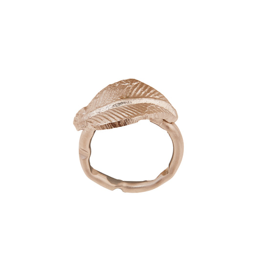Karaca Leaf Brass Napkin Ring Set, 2 Piece, Silver