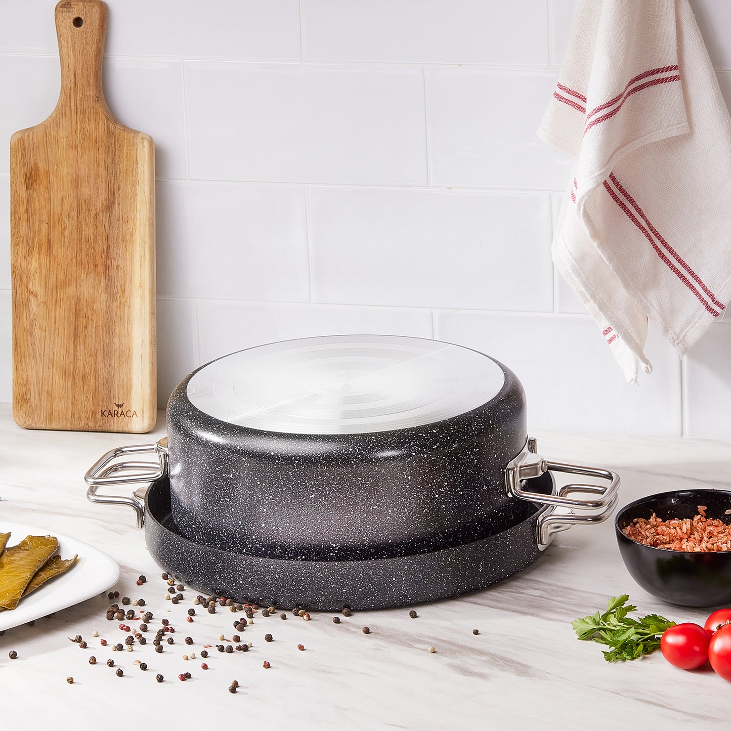 Karaca Mutfaksever Biogranite Saucepan for Stuffed/Wrapped Vine Leaves