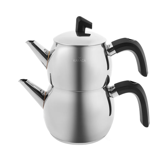 Karaca Belinay Stainless Steel Induction Teapot Set, Small, Silver Black