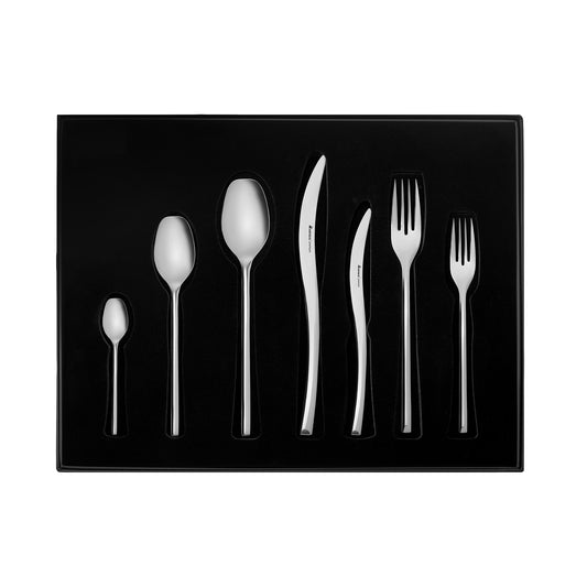 Dora, 84 Piece 316+ Stainless Steel Cutlery Set for 12 People, Silver