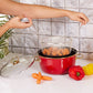 Karaca, Kitchen Lover Retro, Friteuza cu capac si cos pentru prajit, Emailat, Rosu, 22 cm, 4 l