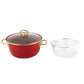 Karaca, Kitchen Lover Retro, Friteuza cu capac si cos pentru prajit, Emailat, Rosu, 22 cm, 4 l