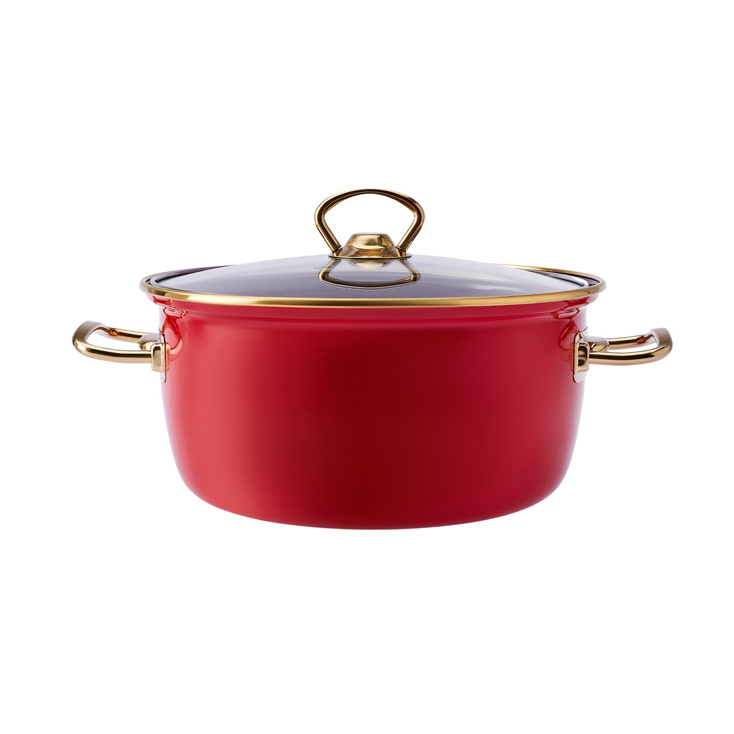 Karaca, Kitchen Lover Retro, Friteuza cu capac si cos pentru prajit, Emailat, Rosu, 22 cm, 4 l