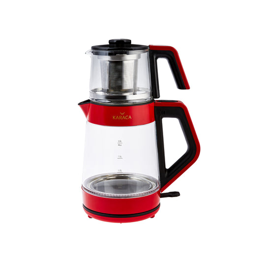 Karaca Glass Electric Kettle-Tea Maker Retro Red