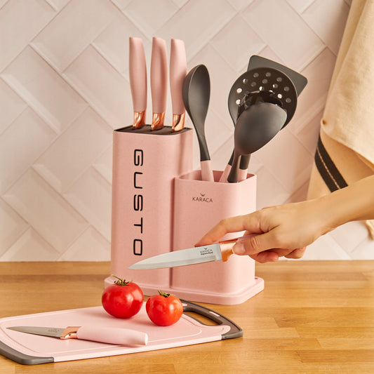 Karaca Gusto Pink 12 Pieces Knife/Cutting Board Set