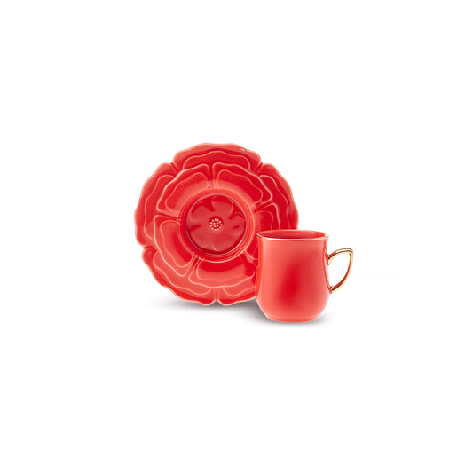 Karaca Rose 4 Piece Coffee Cup Set for 2 Person