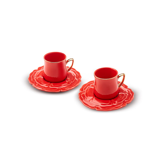 Karaca Rose 4 Piece Coffee Cup Set for 2 Person