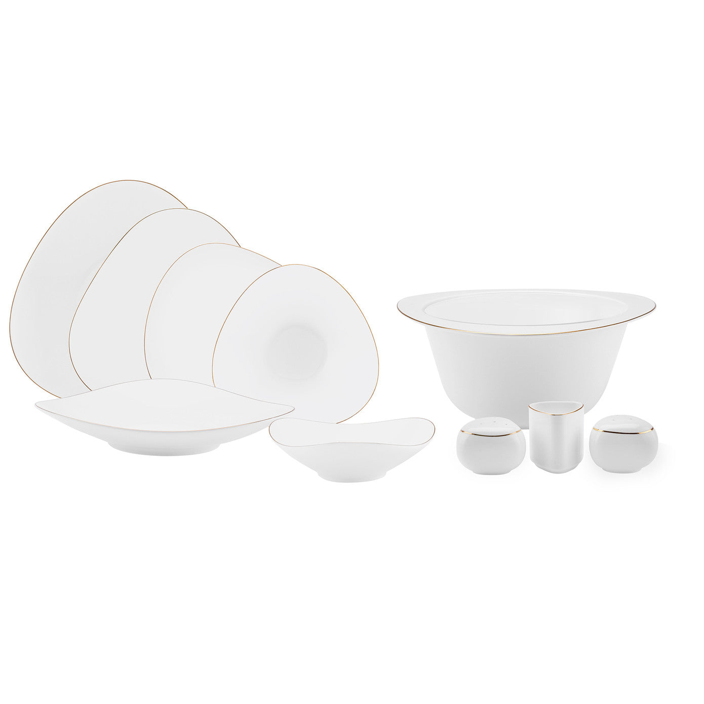 Fine Pearl Extra Tristan, 62 Piece Dinner Set for 12 People, White Gold