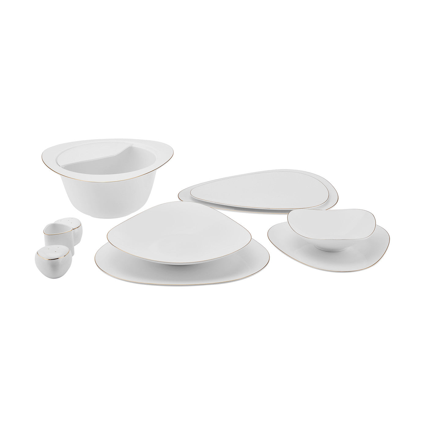 Fine Pearl Extra Tristan, 62 Piece Dinner Set for 12 People, White Gold