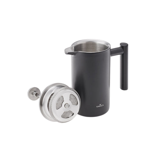 Karaca Double Wall French Press, 1000ml, Matte Black Silver