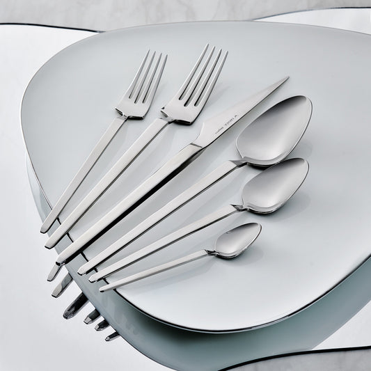 New Glacial, 84 Piece Stainless Steel Cutlery Set for 12 People, Silver