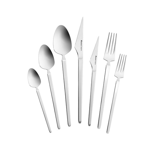 New Glacial, 84 Piece Stainless Steel Cutlery Set for 12 People, Silver