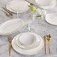 Streamline Meridian, 59 Piece New Generation Bone Dinner Set for 12 People, White Gold