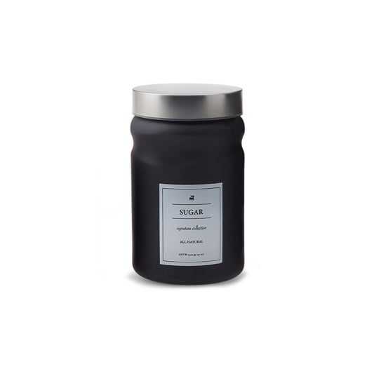 Karaca Mono Glass Sugar Storage Jar, 1400ml, Black Silver