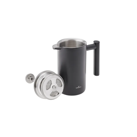 Stainless Steel Double Wall French Press, 350ML, Matte Black Silver
