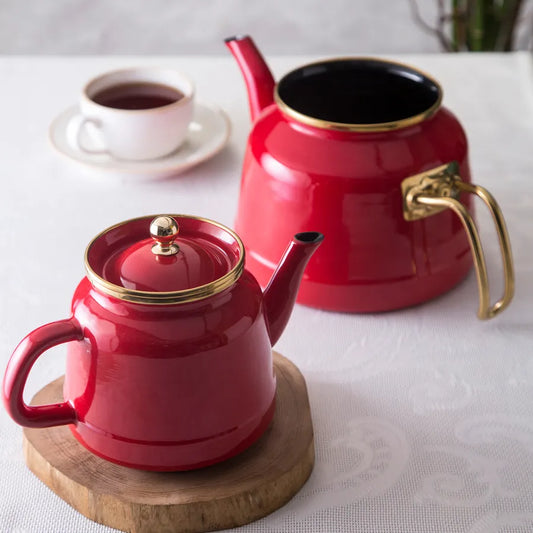 Karaca Enamel Induction Teapot, 28 cm, Red Gold