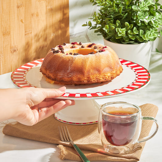 Aries, Porcelain Cake Stand, Red Multi