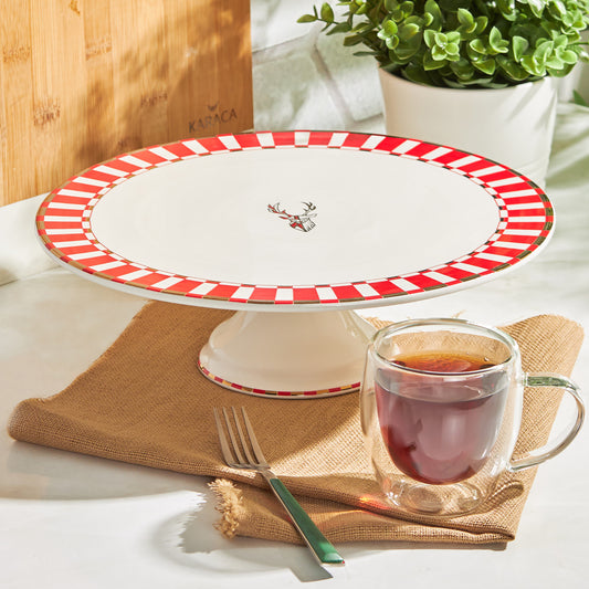Aries, Porcelain Cake Stand, Red Multi