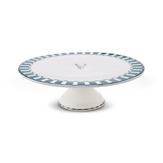 Aries, Porcelain Cake Stand, Green Multi