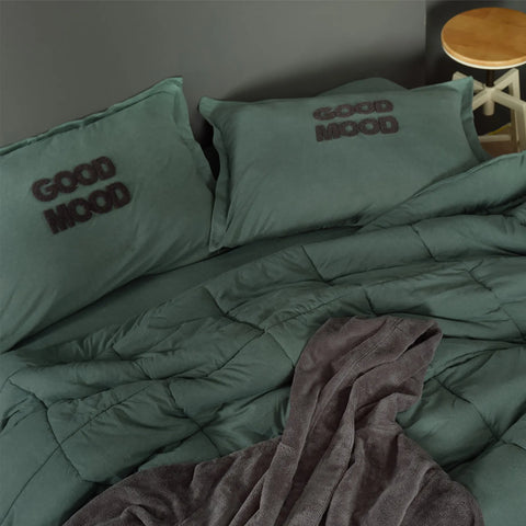Motto Cotton Comfort, Set de Plapuma, Singura, Petrol