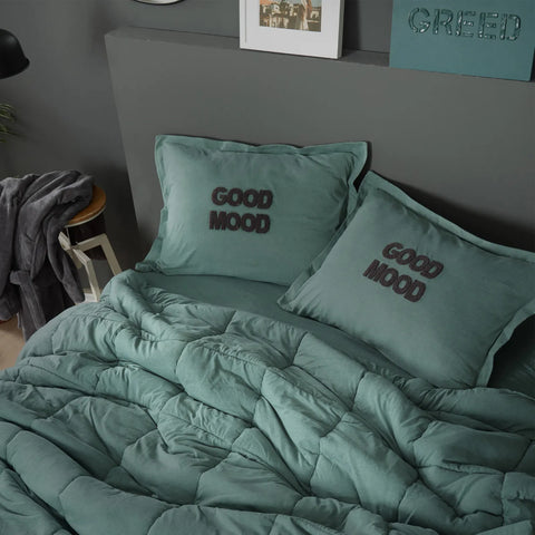 Motto Cotton Comfort, Set de Plapuma, Singura, Petrol
