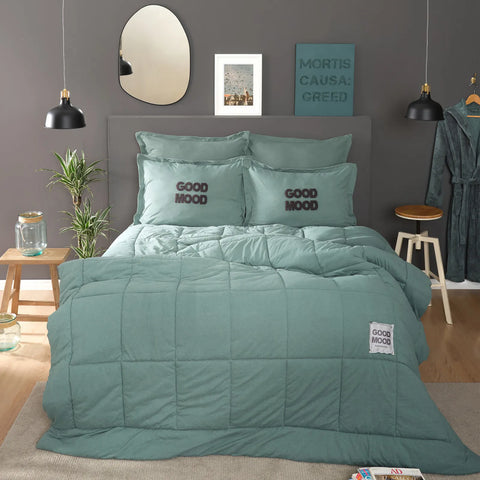 Motto Cotton Comfort, Set de Plapuma, Singura, Petrol