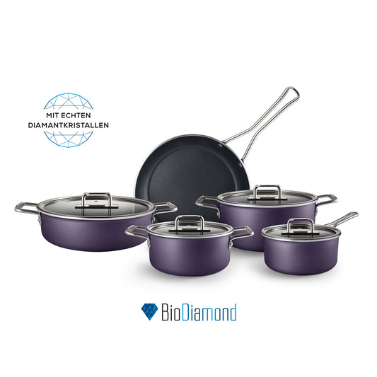 Mastermaid BioDiamond, 9 Piece Cookware Set, Grape Purple