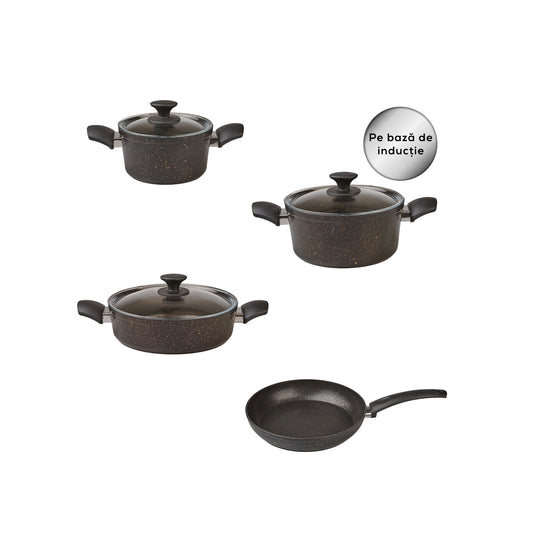 Karaca Biogranit Black Gold Induction Base 7 Piece Cookware Set