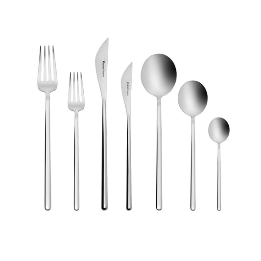 Focus, 84 Piece Stainless Steel Cutlery Set for 12 People, Silver