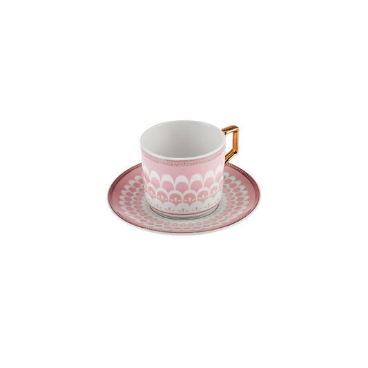 Set Cești De Cafea Karaca Jolly Cu Flori Roz, Pentru 6 Persoane, 100 Ml